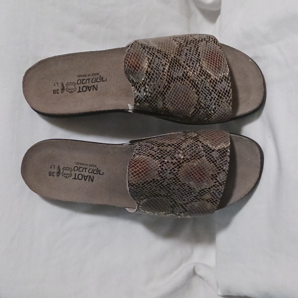 Naot Brown Snake-Print Slide Sandals - Picture 5 of 14